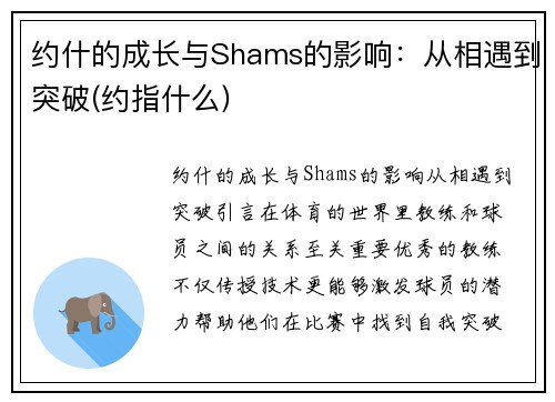 约什的成长与Shams的影响：从相遇到突破(约指什么)